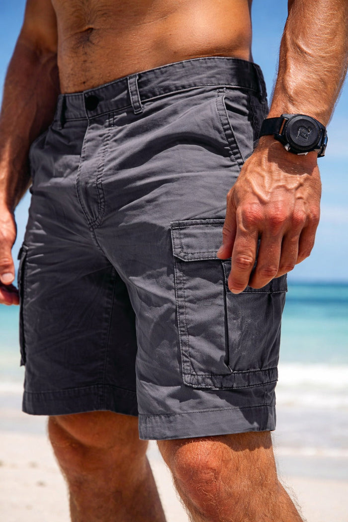 Herrars Utility Cargo Shorts med flera fickor och avslappnad sommarsnitt
