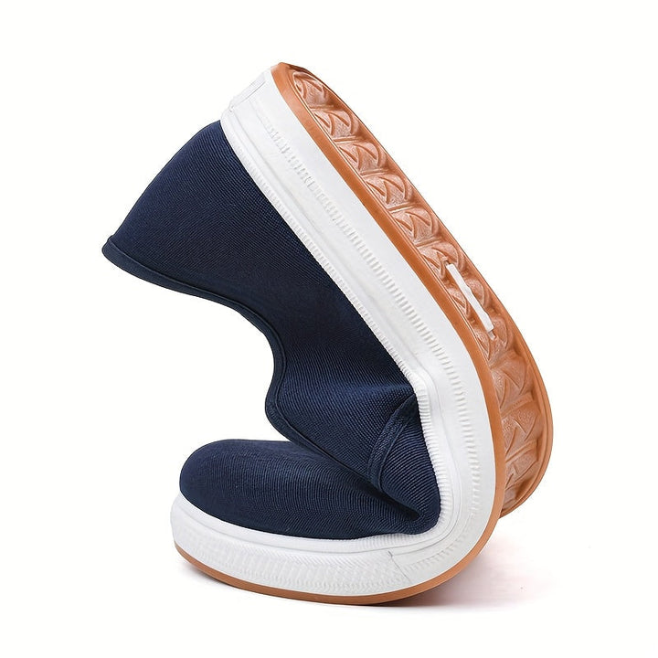 Herrens Canvas Slip On Loafers Med Elastiska Sidopaneler
