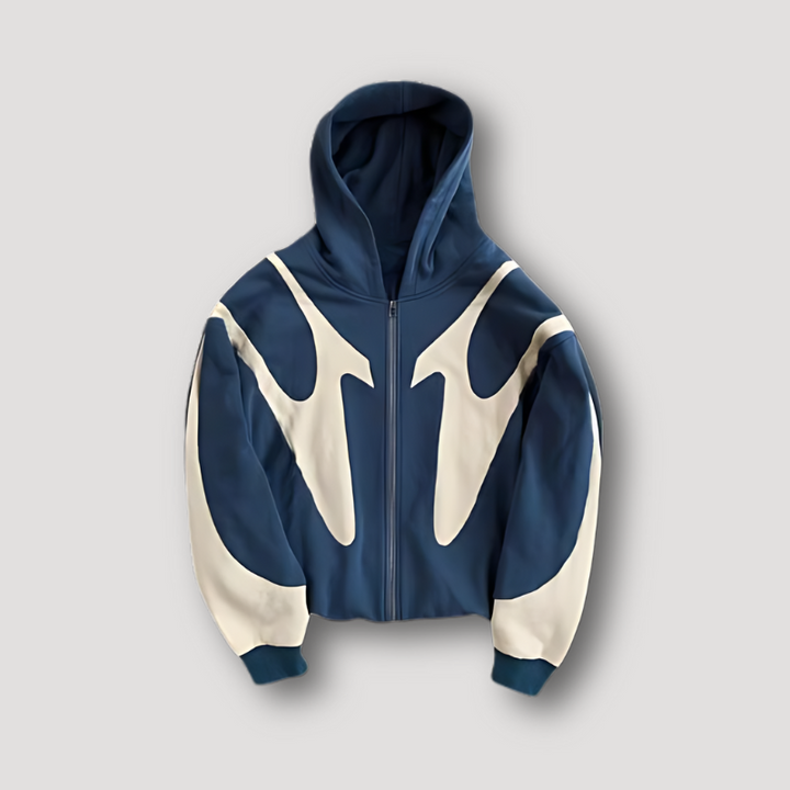 Herrarnas tryckta zip-up hoodie – Djärv streetwear-lager för avslappnad användning och resor