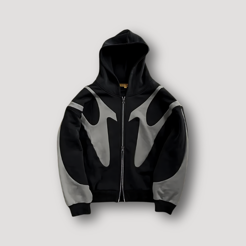 Herrarnas tryckta zip-up hoodie – Djärv streetwear-lager för avslappnad användning och resor