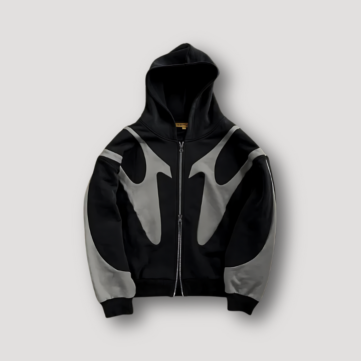Herrarnas tryckta zip-up hoodie – Djärv streetwear-lager för avslappnad användning och resor