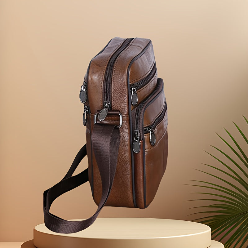 Herrars Multi Pocket Crossbody Bag Med Texturerad Yta
