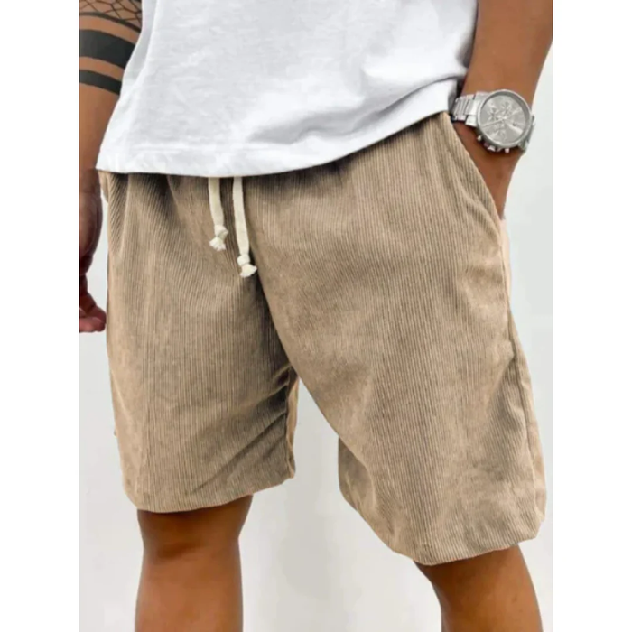 Herrens Corduroy Drawstring Shorts – Avslappnade Sommarshorts för Casual Vardagsbruk