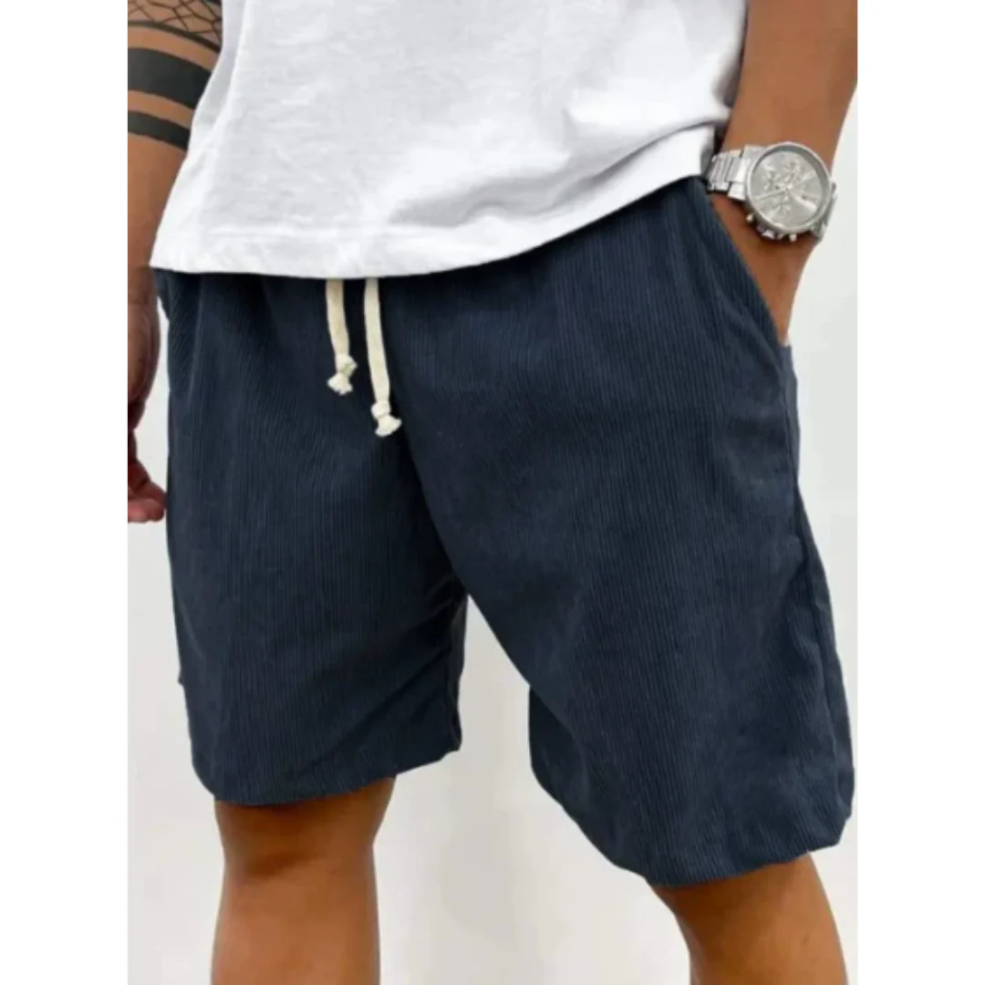 Herrens Corduroy Drawstring Shorts – Avslappnade Sommarshorts för Casual Vardagsbruk