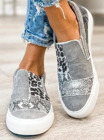 Kvinnors Patchwork Slip-On Sneakers – Låga Skor för Avslappnad Vardag
