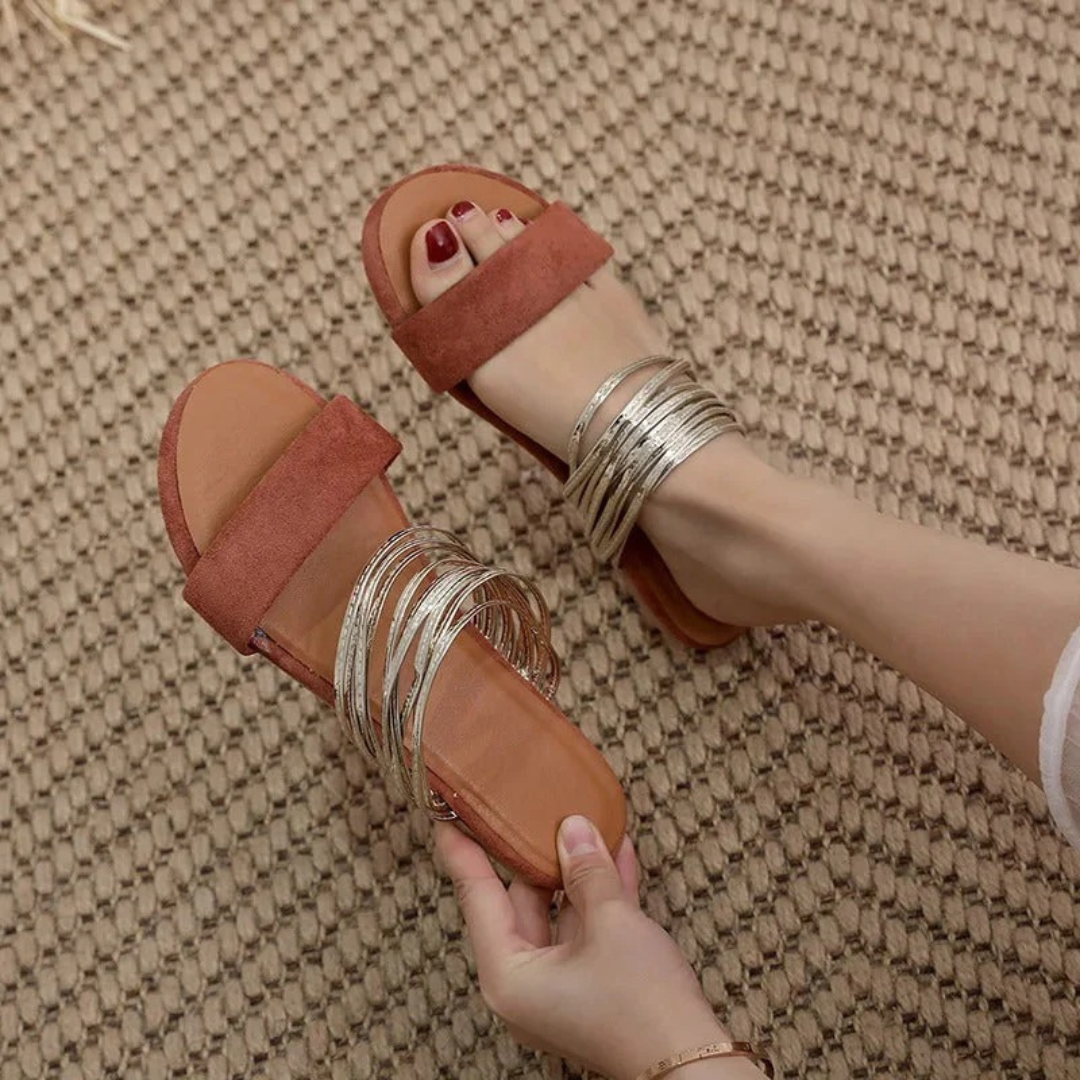 Kvinnors Memory Foam Platta Sandaler – Bekväma Sommar Slip-Ons för Promenader och Vardagsbruk