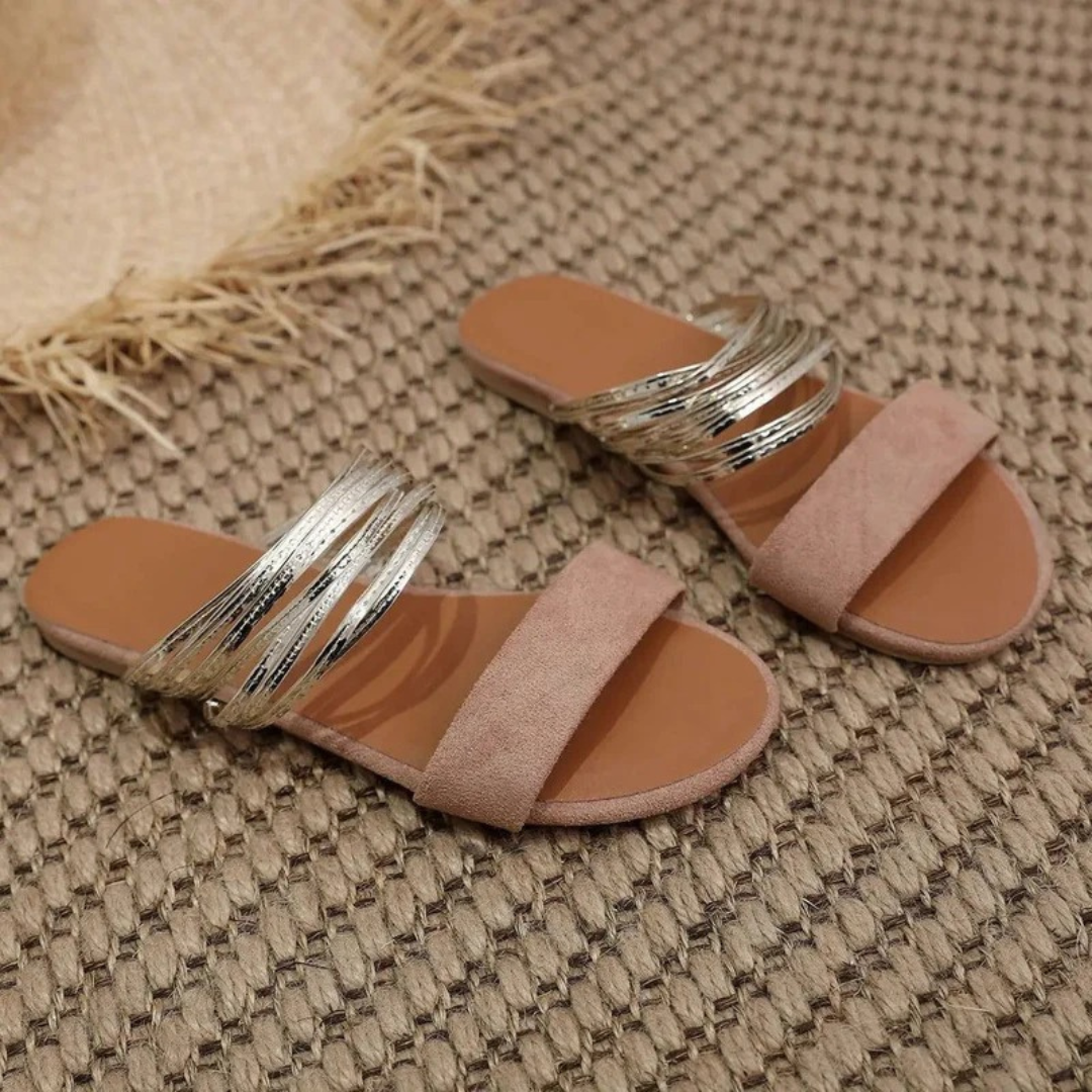 Kvinnors Memory Foam Platta Sandaler – Bekväma Sommar Slip-Ons för Promenader och Vardagsbruk