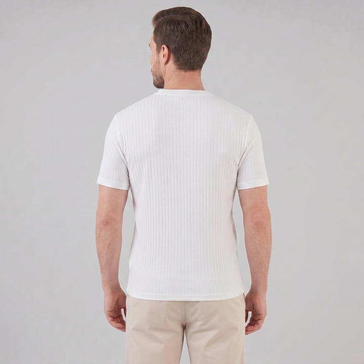 Herrens Ribbad T-shirt Crew Neck Slim Fit Tee