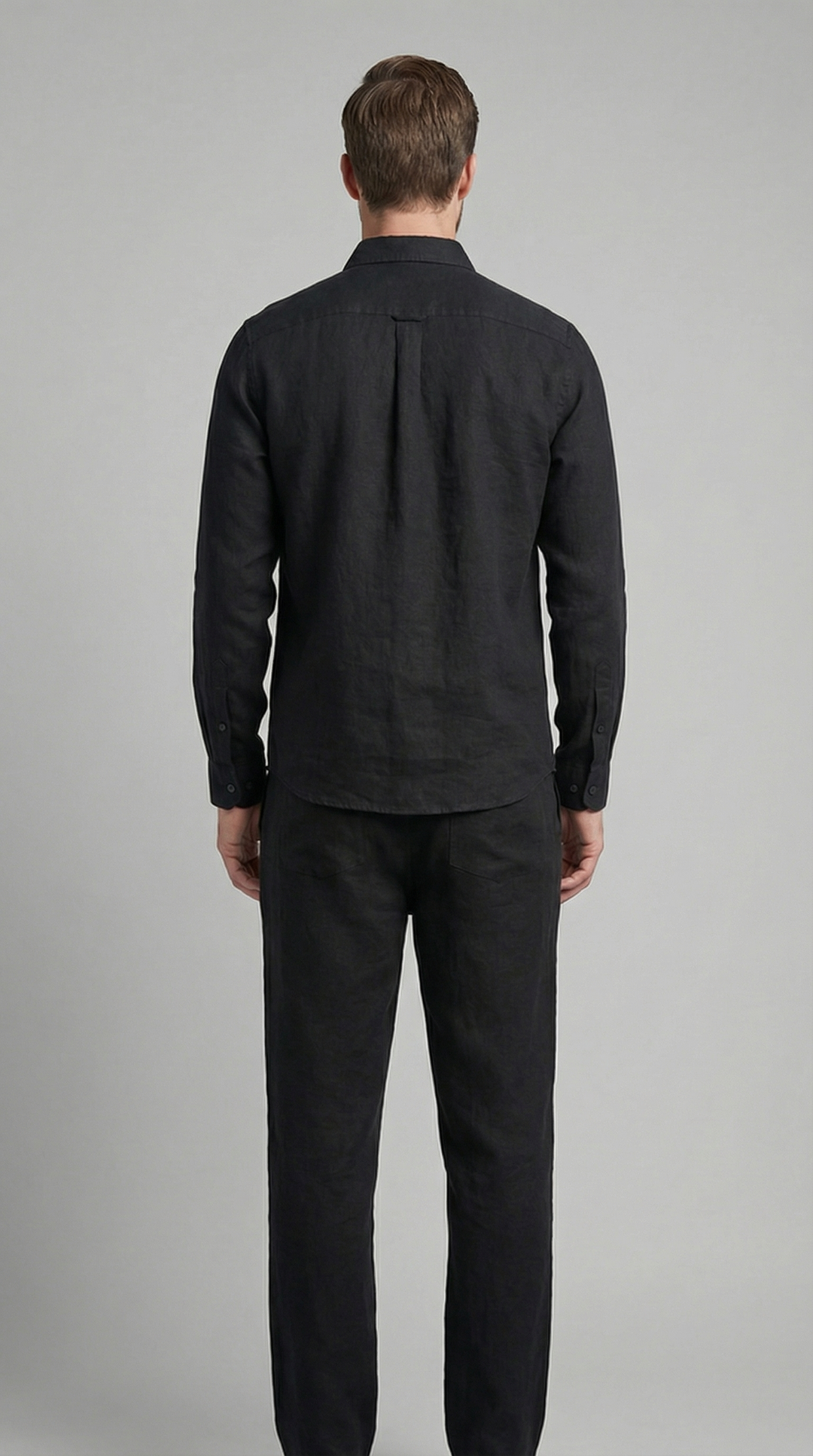 Herrens Linne Co-Ord Set Avslappnad Skjorta Byxor Outfit