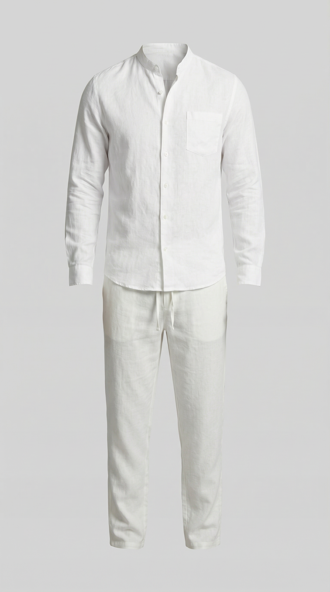 Herrens Linne Co-Ord Set Avslappnad Skjorta Byxor Outfit