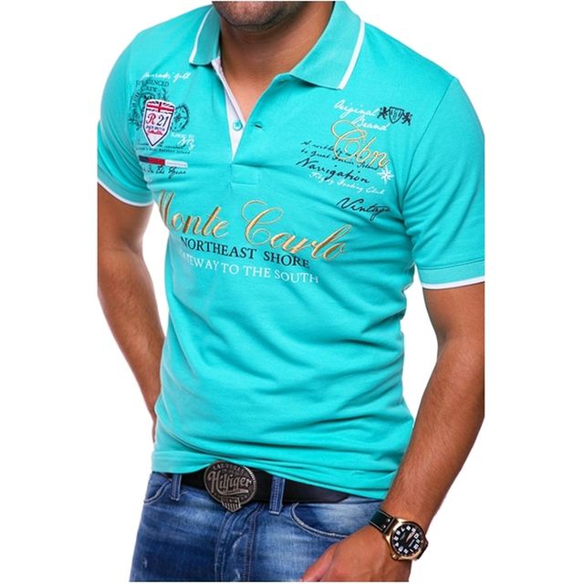 Herrar Tryckt Kontrast Trim Casual Kortärmad Polo