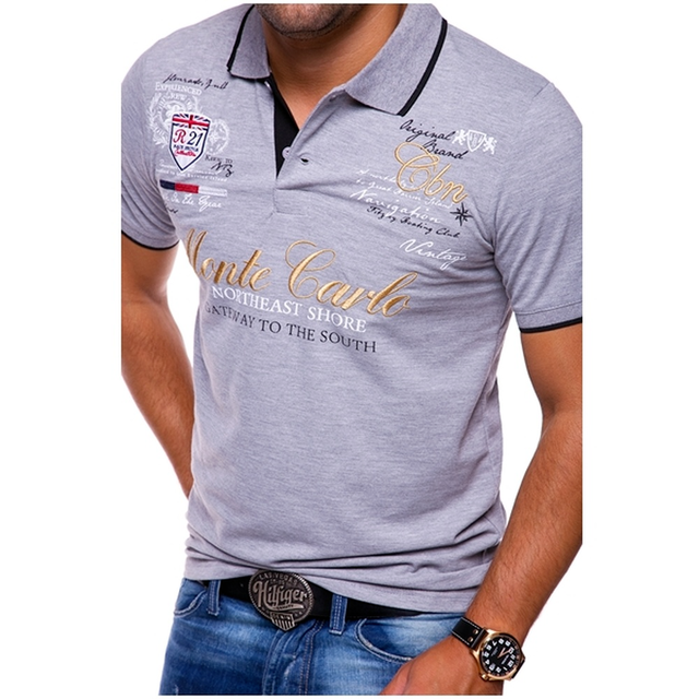 Herrar Tryckt Kontrast Trim Casual Kortärmad Polo
