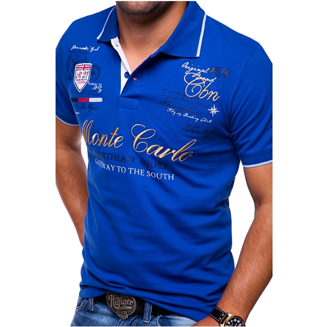 Herrar Tryckt Kontrast Trim Casual Kortärmad Polo