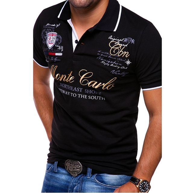 Herrar Tryckt Kontrast Trim Casual Kortärmad Polo