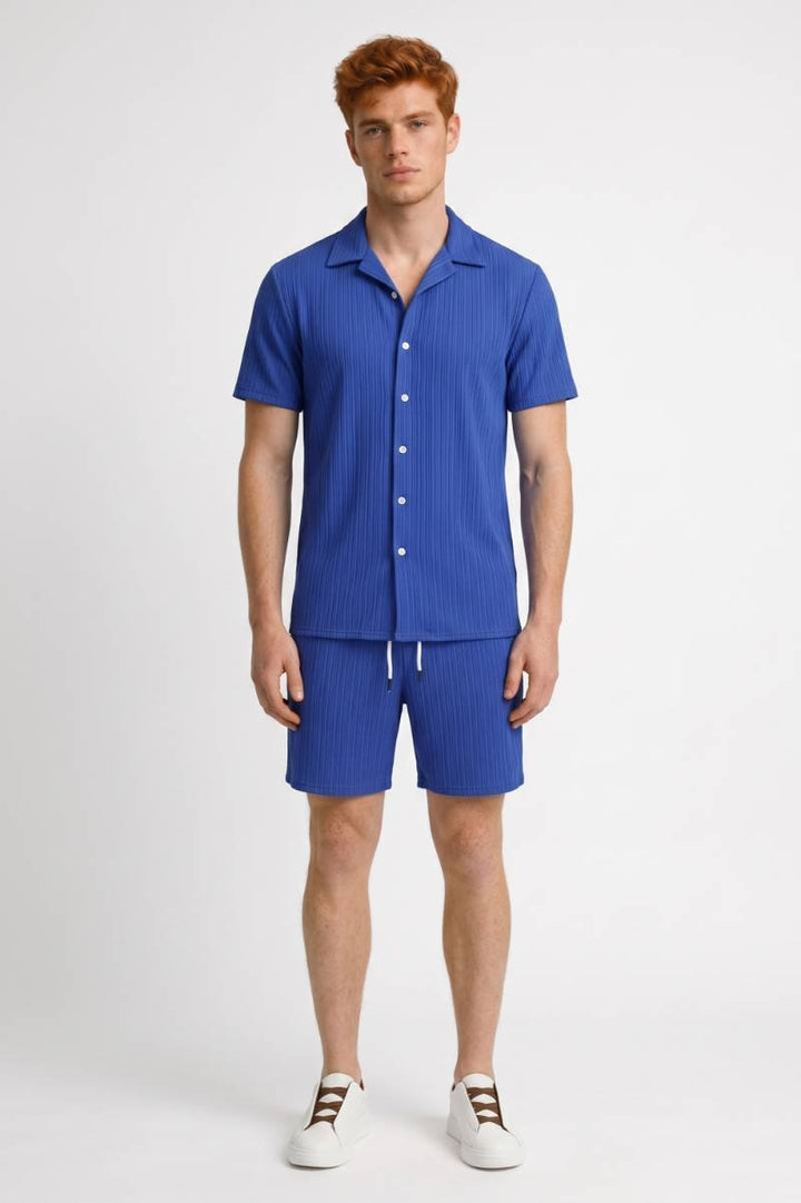 Herrarnas Ribbad Sommartröja och Shorts Casual Co-Ord