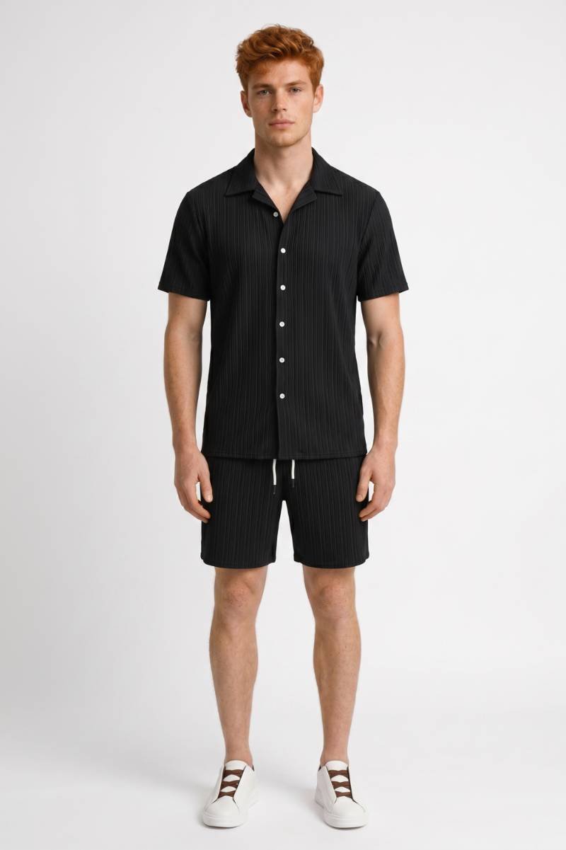 Herrarnas Ribbad Sommartröja och Shorts Casual Co-Ord