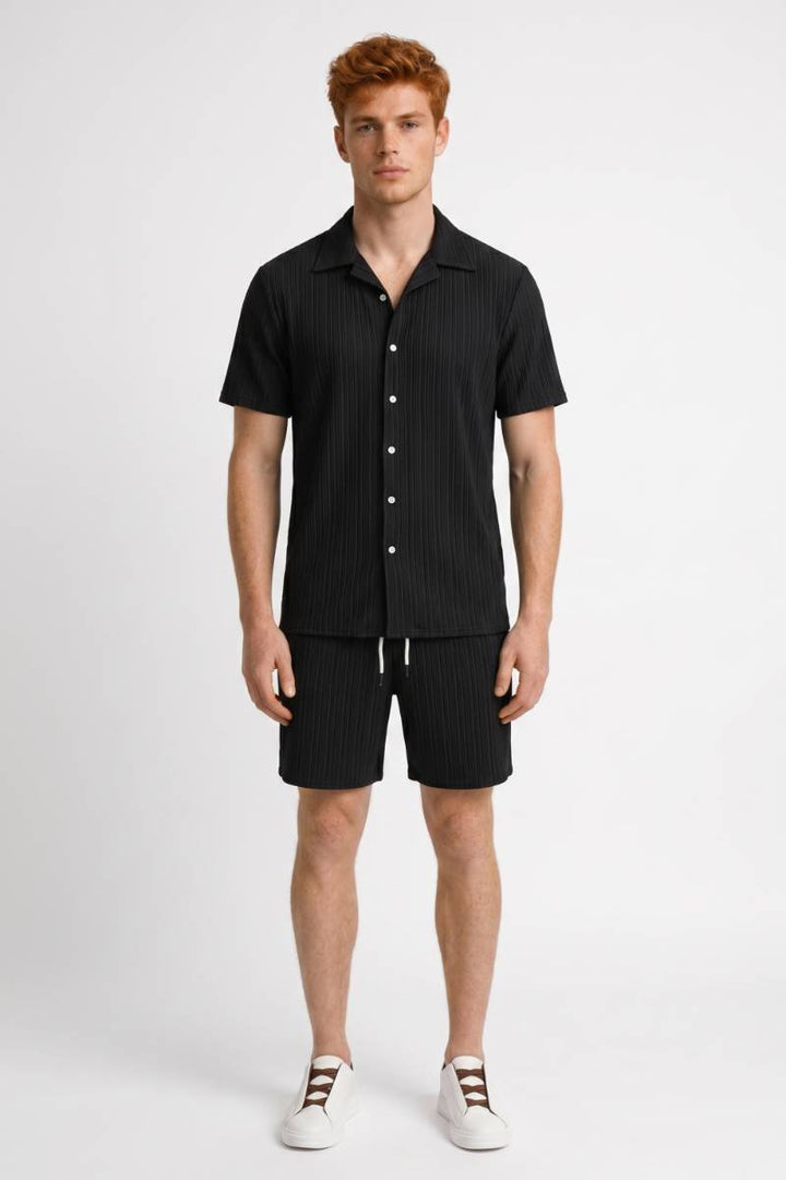 Herrarnas Ribbad Sommartröja och Shorts Casual Co-Ord