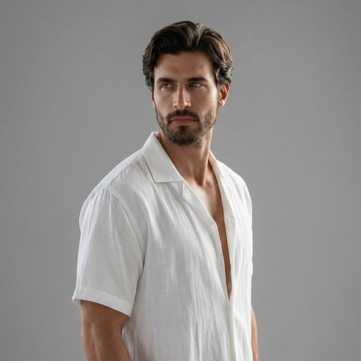 Herrars Ribbade Sommar Koordinerad Skjorta och Shorts Set