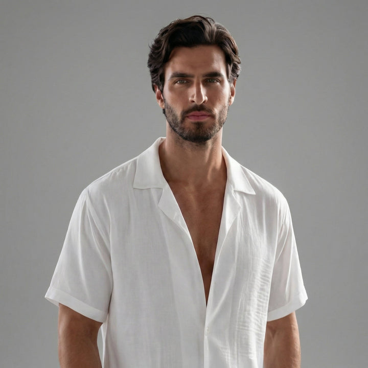 Herrars Ribbade Sommar Koordinerad Skjorta och Shorts Set