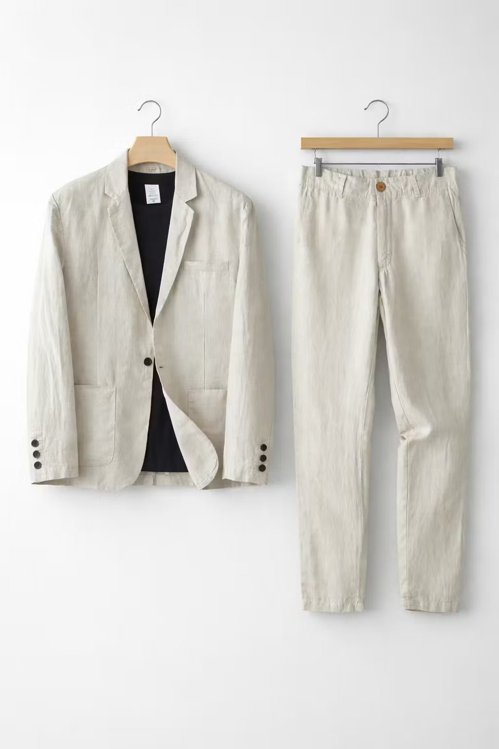 Herrarnas Andningsbara Linnekostymset – Avslappnad Blazer och Byxor för Sommaraktiviteter och Smart Casual Klädsel
