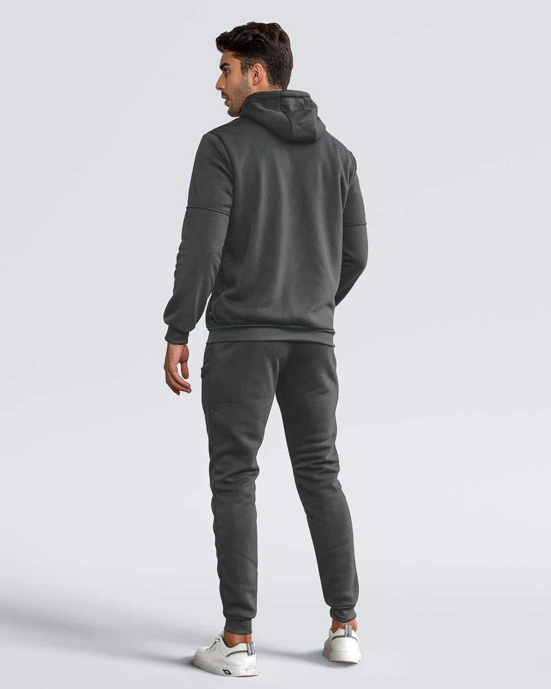 Herrarnas Hooded Tracksuit Set – Zip Jacka och Joggers för Avslappnad Användning