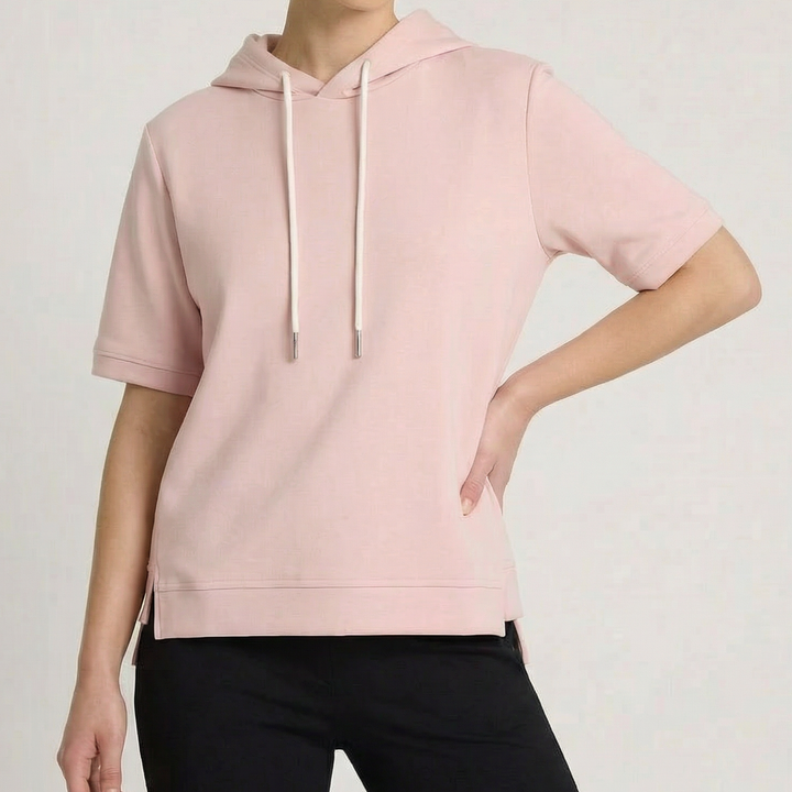 Kvinnors Oversized Kortärmad Huva Casual Topp