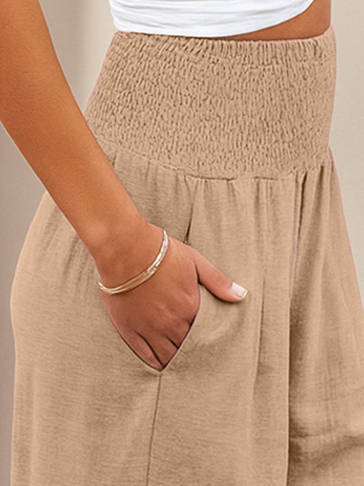 Kvinnors Smockad Midja Plisserade Vida Byxor