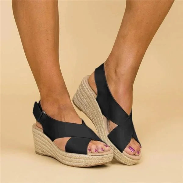Kvinnors Wedge Sandaler Bekväma Lätta Andningsbara Sommar Eleganta Avslappnade Stiliga Skor