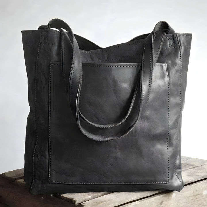 Kvinnors Oversized Läder Tote Väska Med Minimalistiska Axelremmar