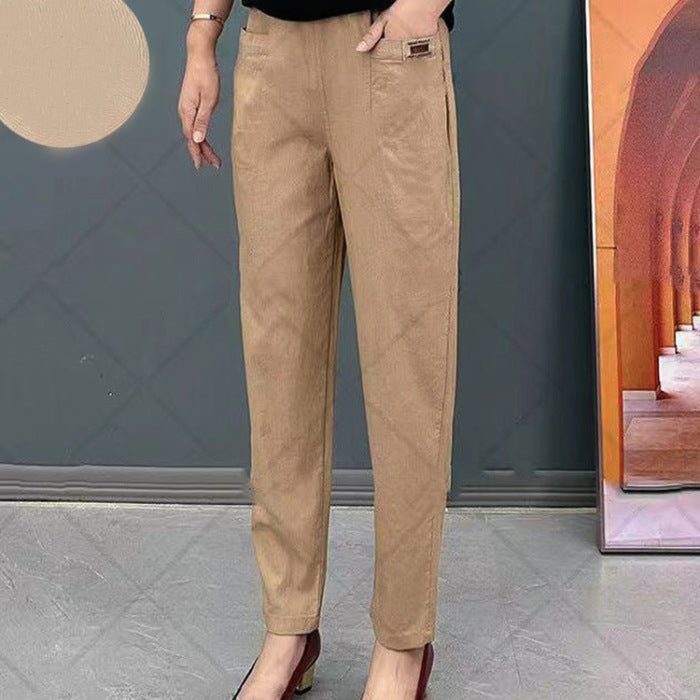 Kvinnors Tapered Chino Byxor Med Elastisk Midja