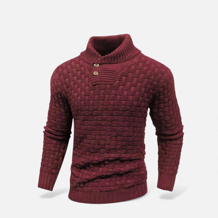 Valmonti | Herrs turtleneck-knapptröja – Slim fit stickad tröja