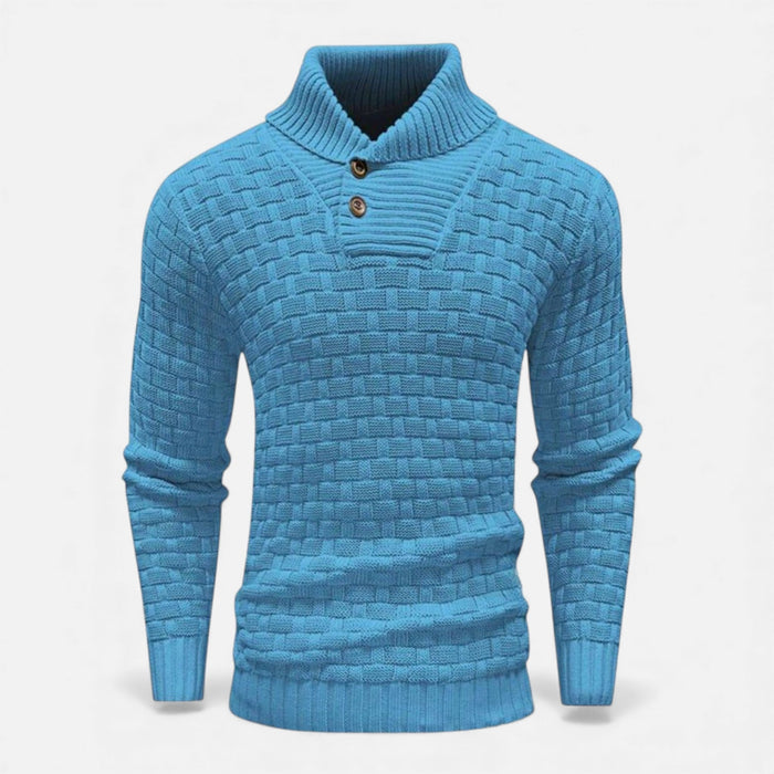 Valmonti | Herrs turtleneck-knapptröja – Slim fit stickad tröja