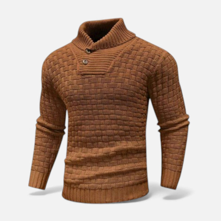 Valmonti | Herrs turtleneck-knapptröja – Slim fit stickad tröja