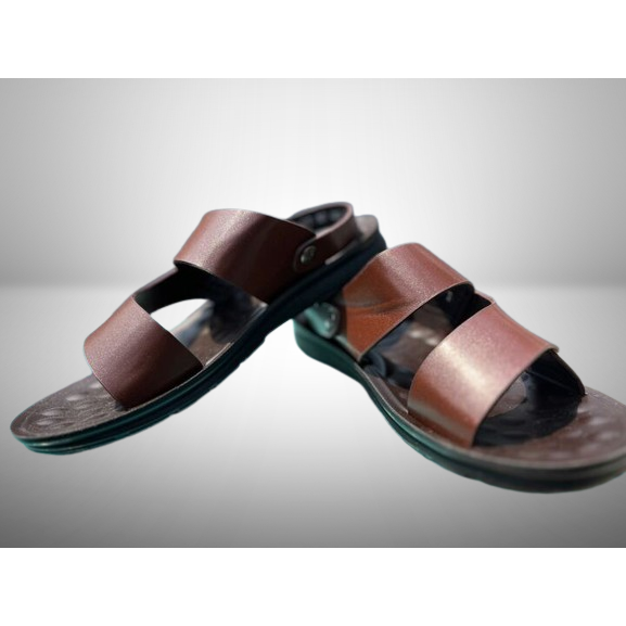 Kvinnors bruna dubbelremmar slide sandaler avslappnade sommar flats