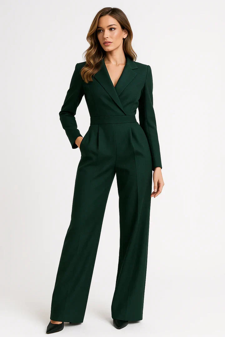 Kvinnors Skräddarsydd Blazer Jumpsuit Med Vida Benbyxor