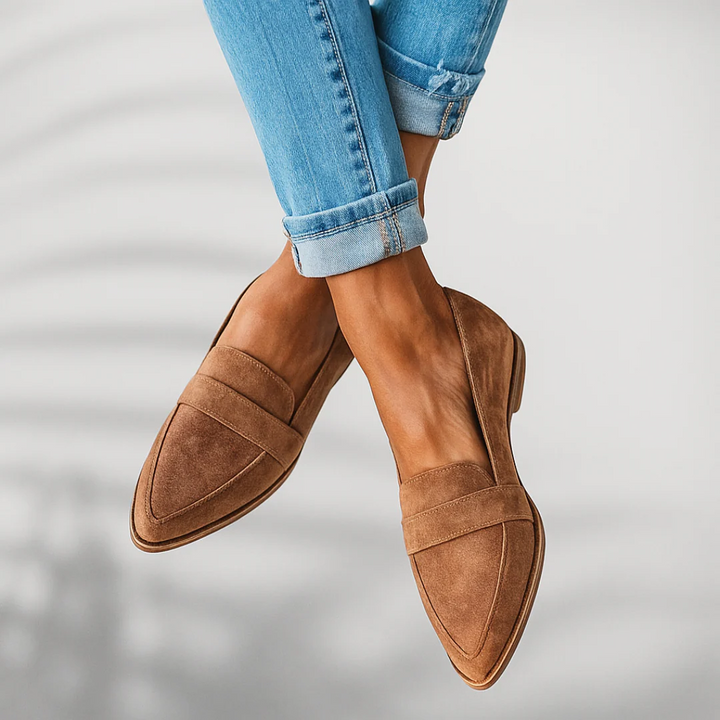 Kvinnors Spetsig Tå Loafers Klassisk Slip-On Platt
