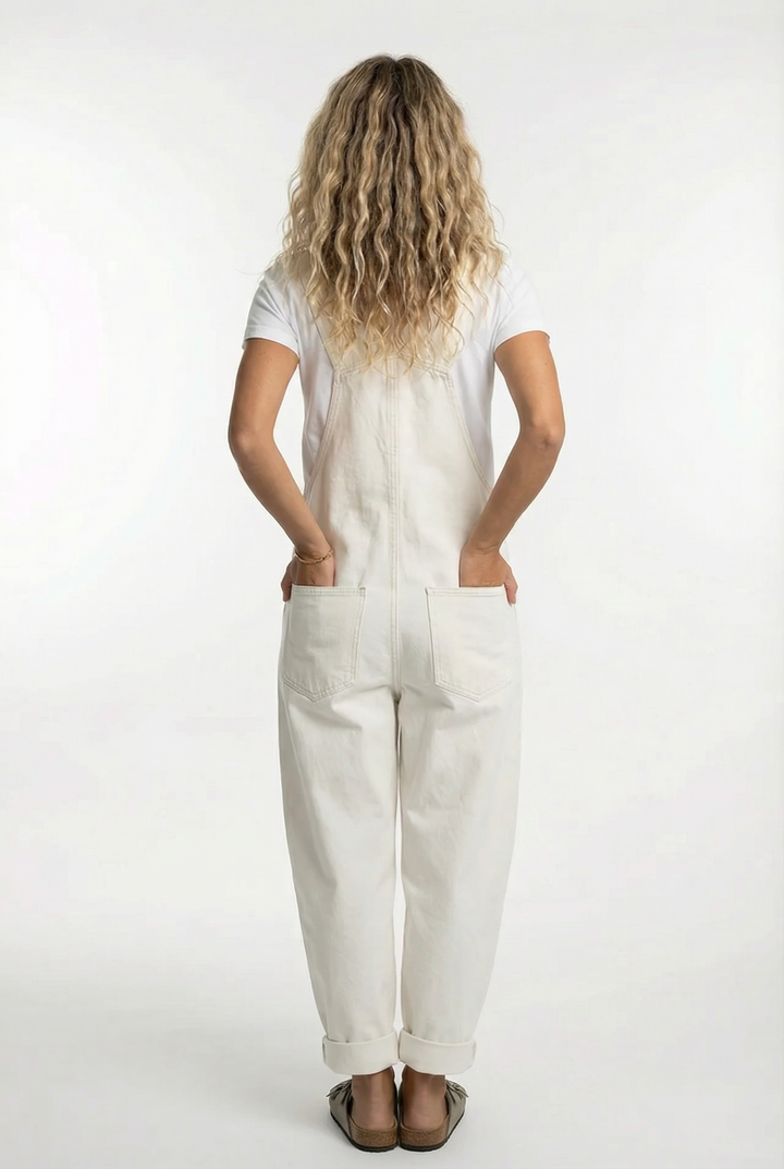 Kvinnors Avslappnade Denim Dungarees Justerbar Rem Jumpsuit