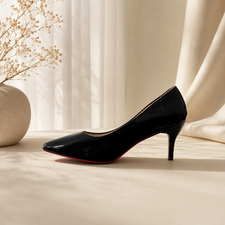 Kvinnors Spetsig Tå Stiletto Pumps – Glansiga Högklackade Skor för Evenemang och Kvällsbruk