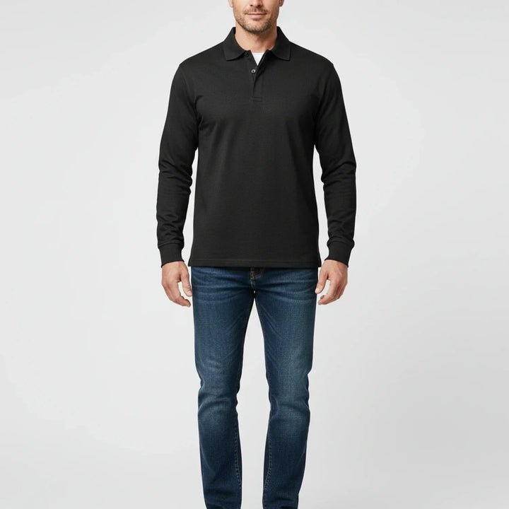Herrars långärmad polo - Smart casual topp för vardag och kontorsbruk