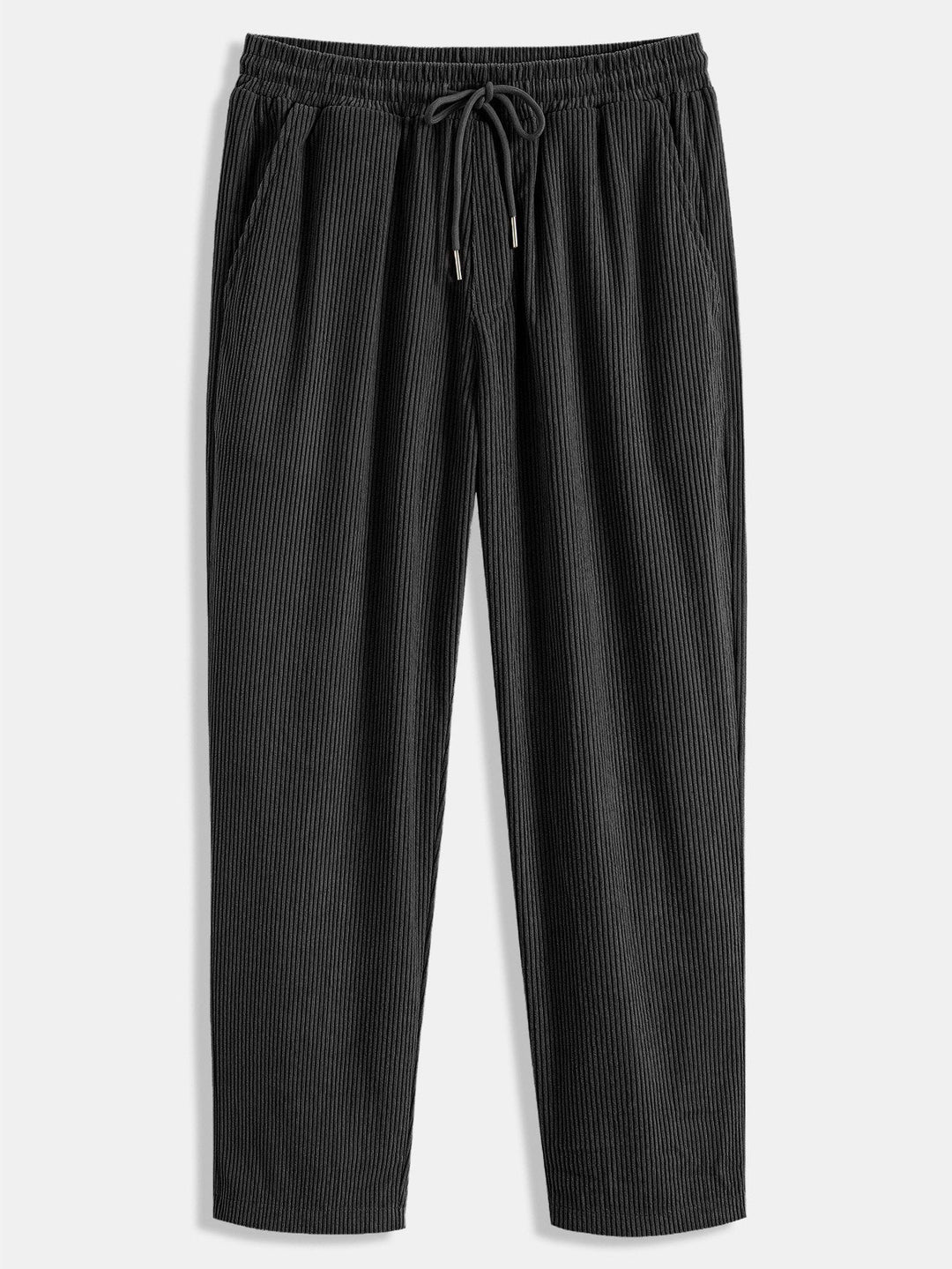 Mäns Cuban Collar Corduroy Set – Långärmad Skjorta och Raka Byxor för Avslappnad Stil i Kyligt Väder