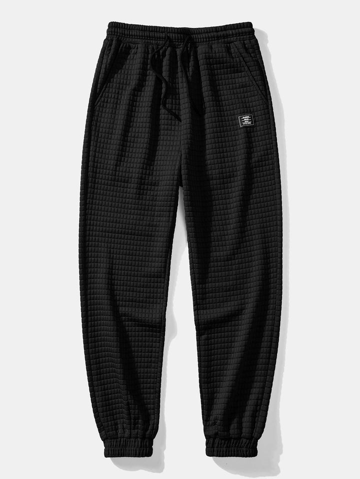 Herr Waffle Huvtröja och Jogger Set – Texturerad Helg Casualwear