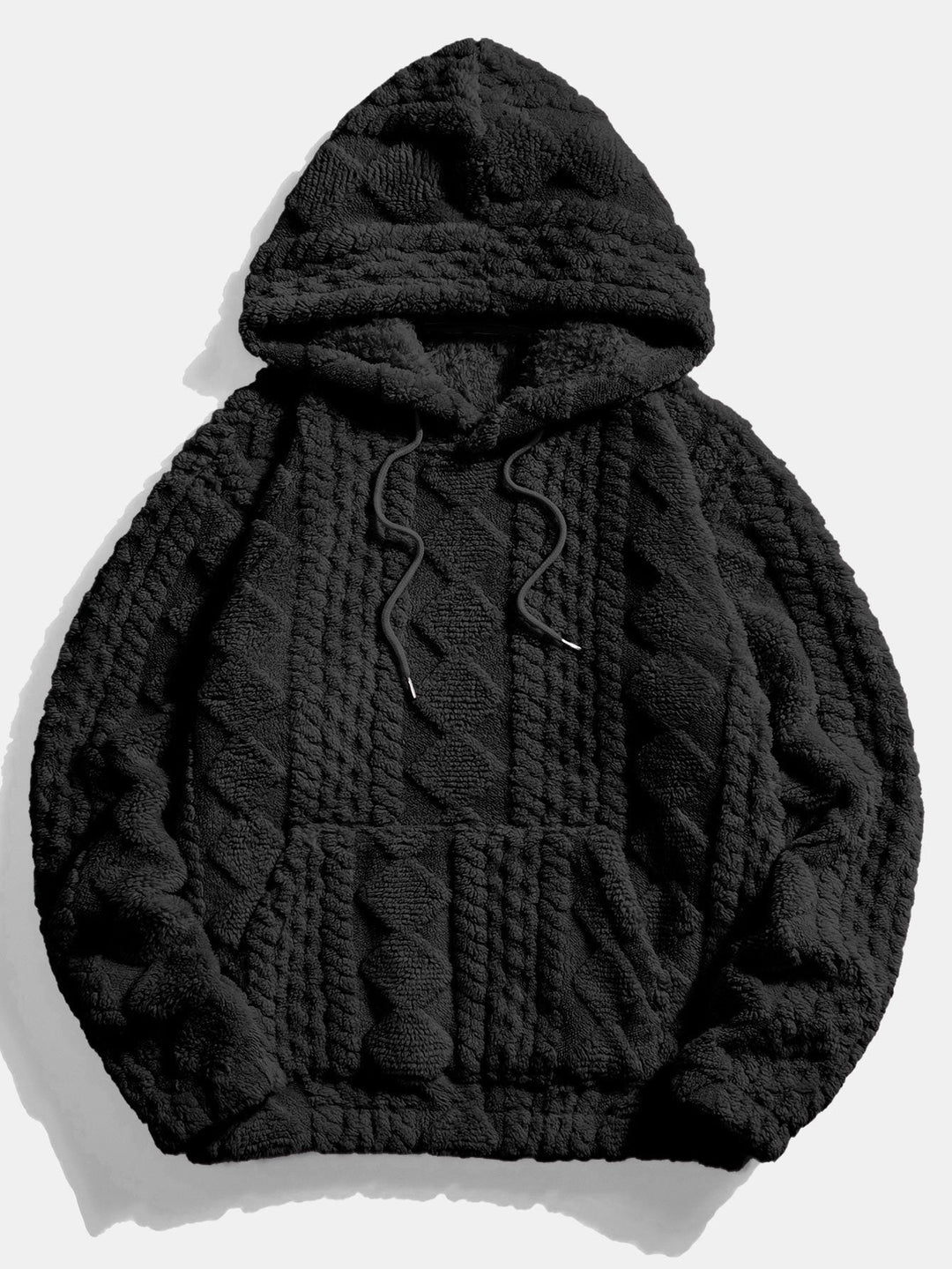 Herrens texturerade teddy träningsdräkt – Avslappnad hoodie och joggers för vinterhelger
