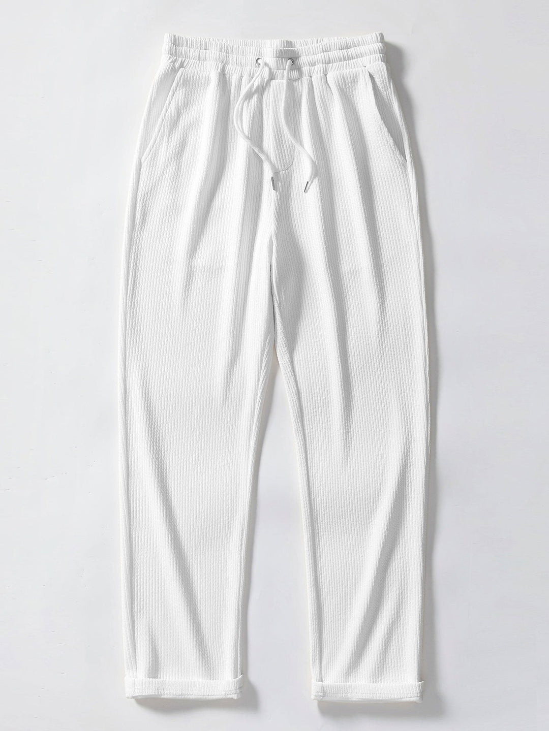 Herrstickad knapp-up skjorta och raka byxor set – Smart casual sommar set