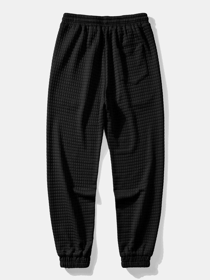 Herr Waffle Huvtröja och Jogger Set – Texturerad Helg Casualwear