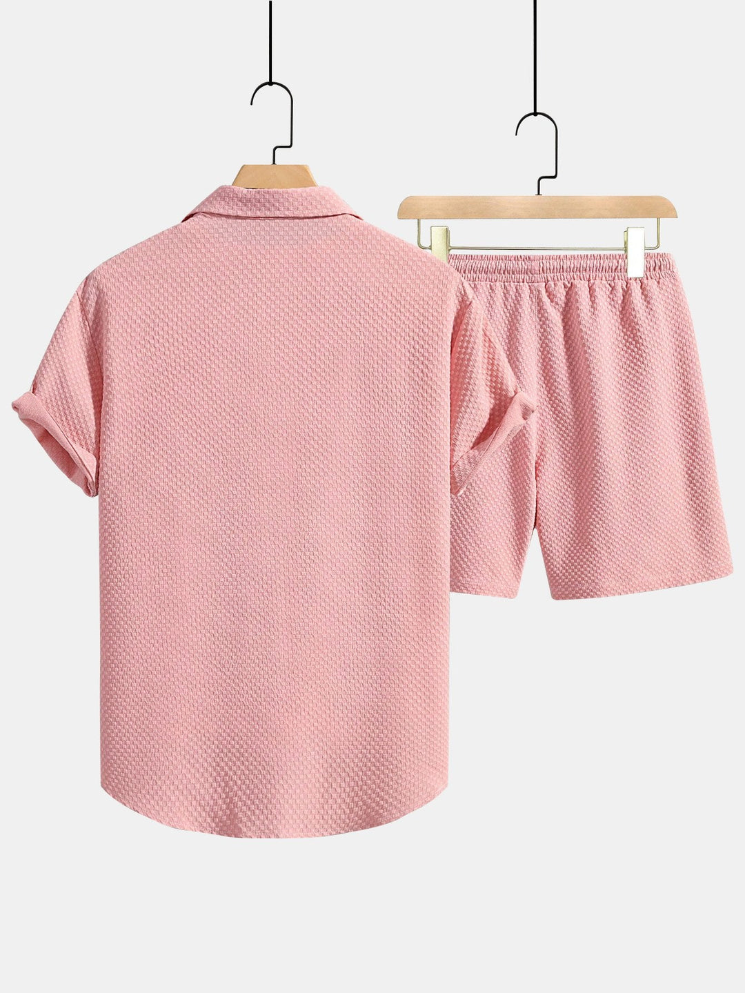 Herrtexturerad skjorta och shorts med dragsko – Regular fit sommaroutfit