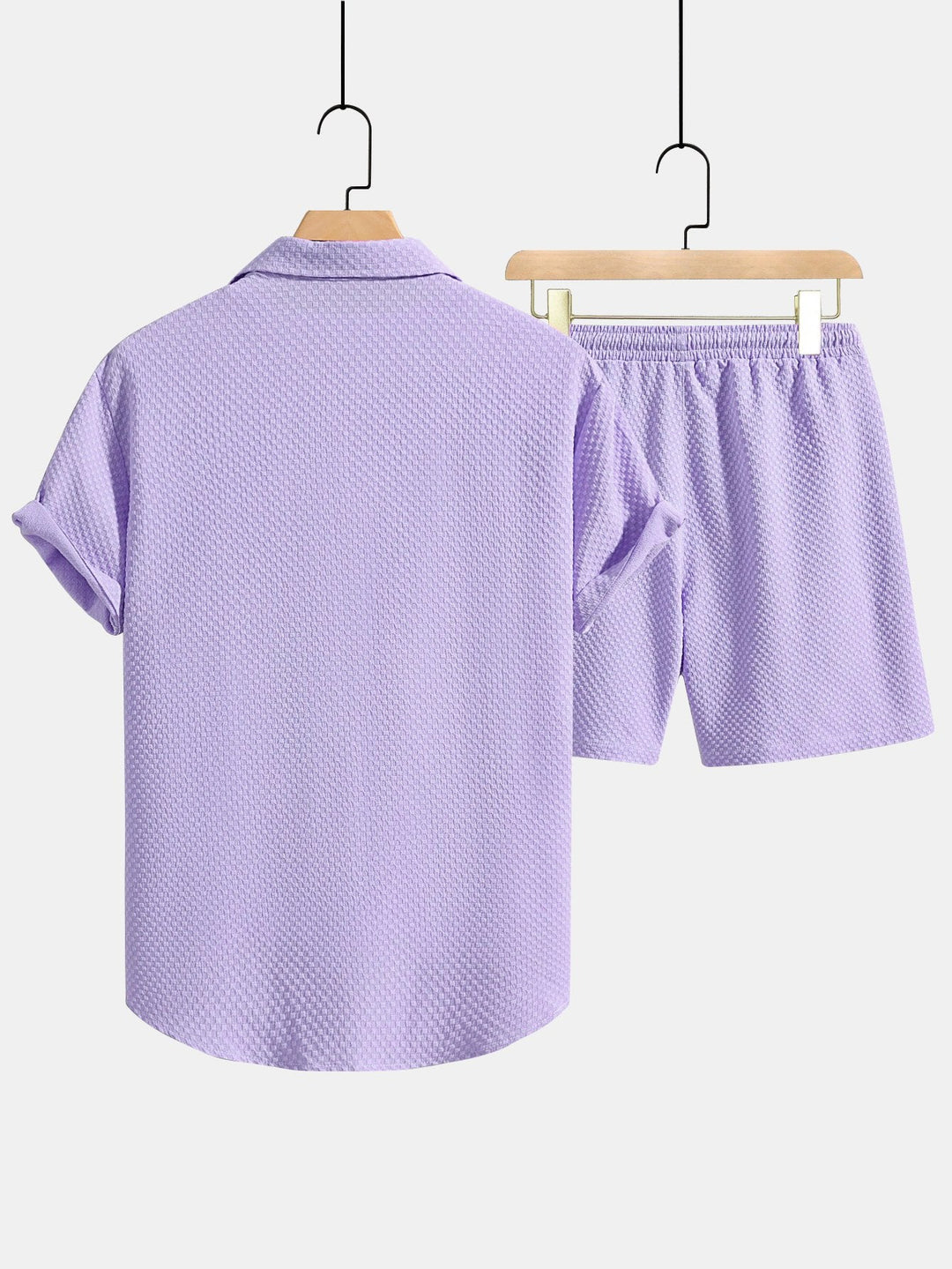 Herrtexturerad skjorta och shorts med dragsko – Regular fit sommaroutfit