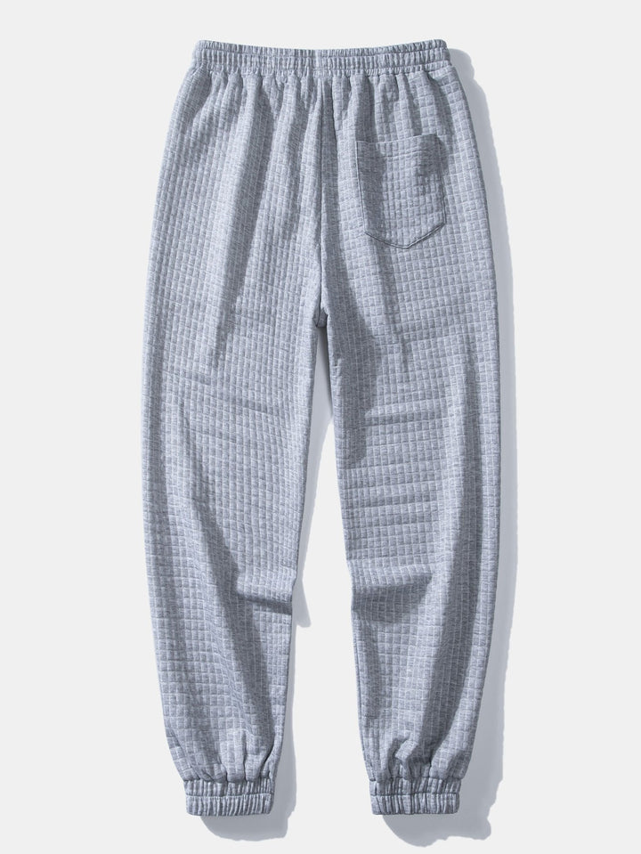 Herr Waffle Huvtröja och Jogger Set – Texturerad Helg Casualwear