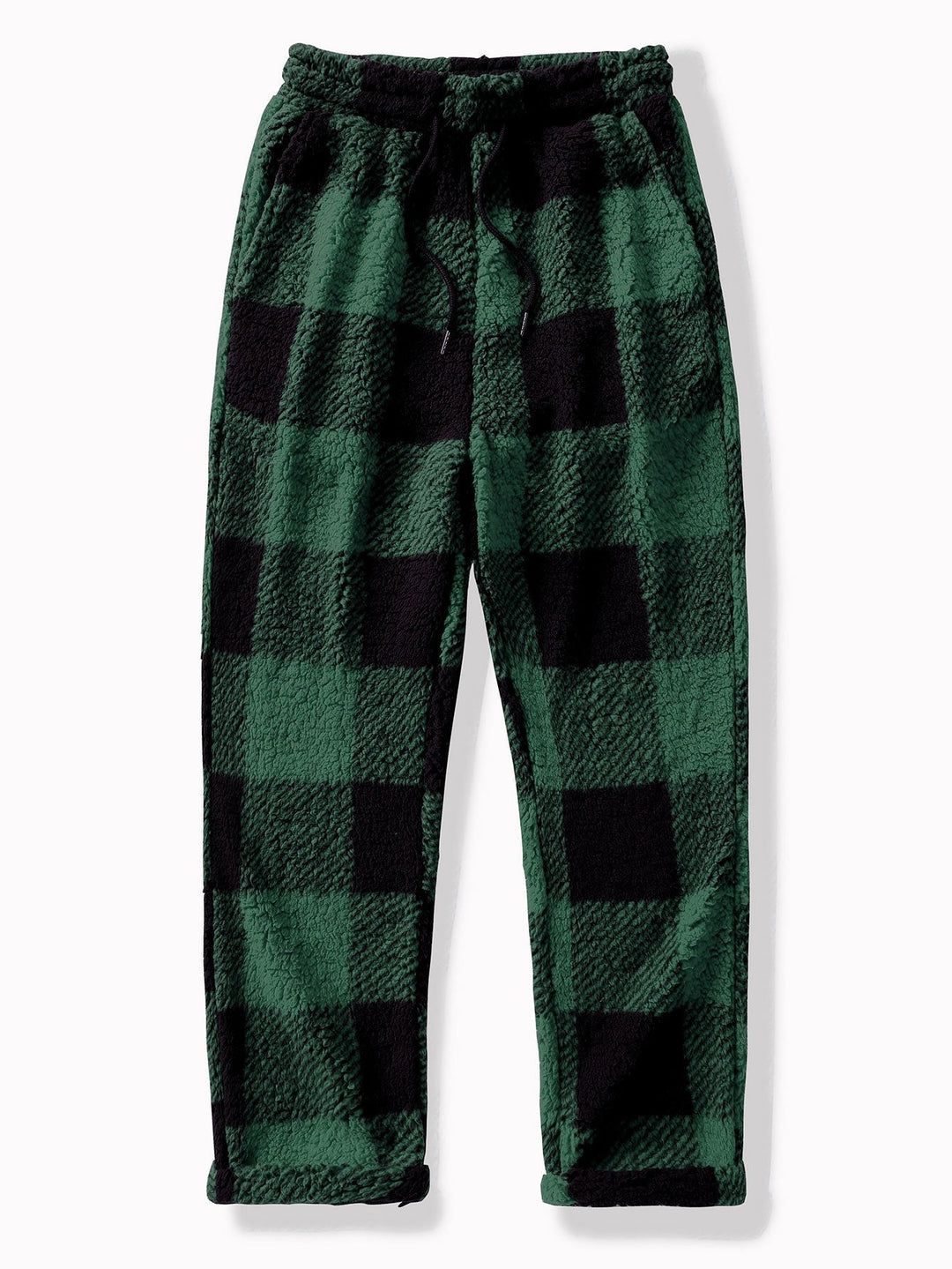 Herrens Teddy Fleece Raka Byxor – Varm Dragsko Vinter Loungebyxor