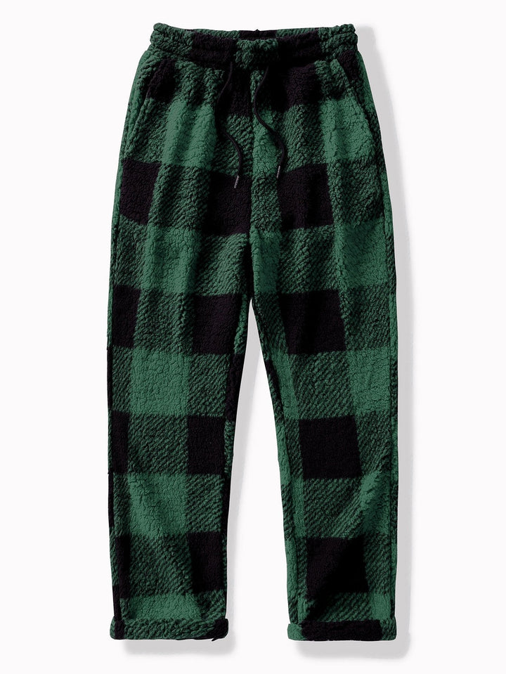 Herrens Teddy Fleece Raka Byxor – Varm Dragsko Vinter Loungebyxor