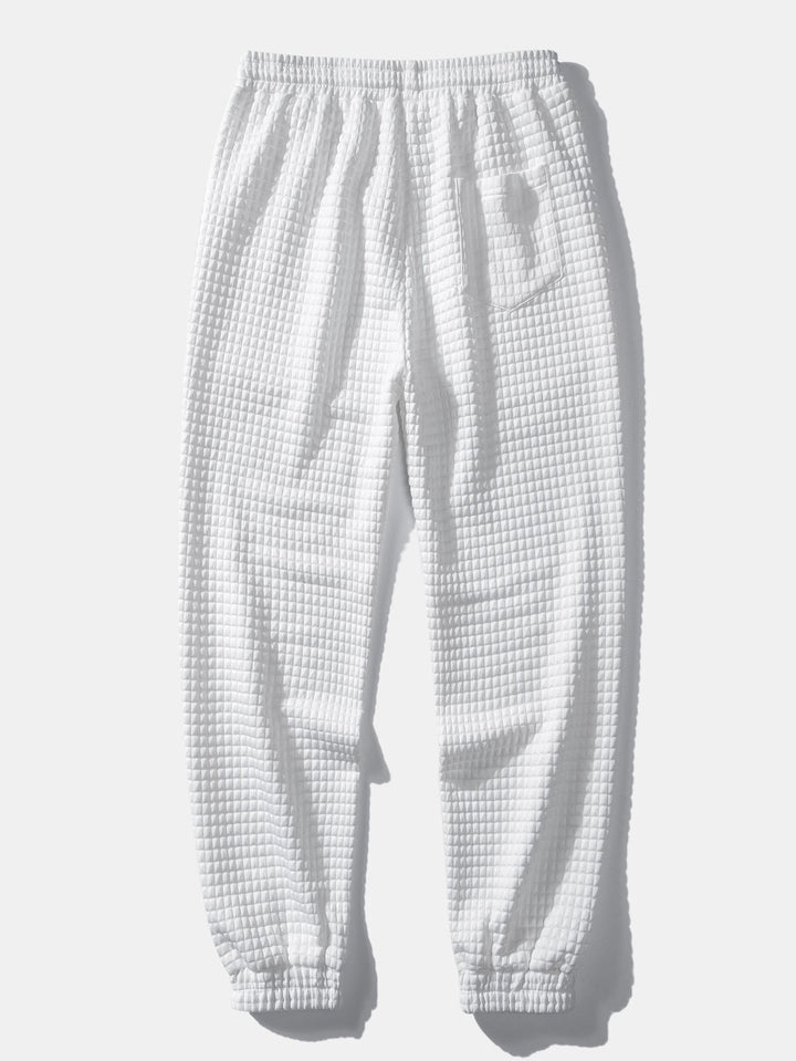 Herr Waffle Skjorta och Jogger Set – Strukturerad Avslappnad Lageroutfit